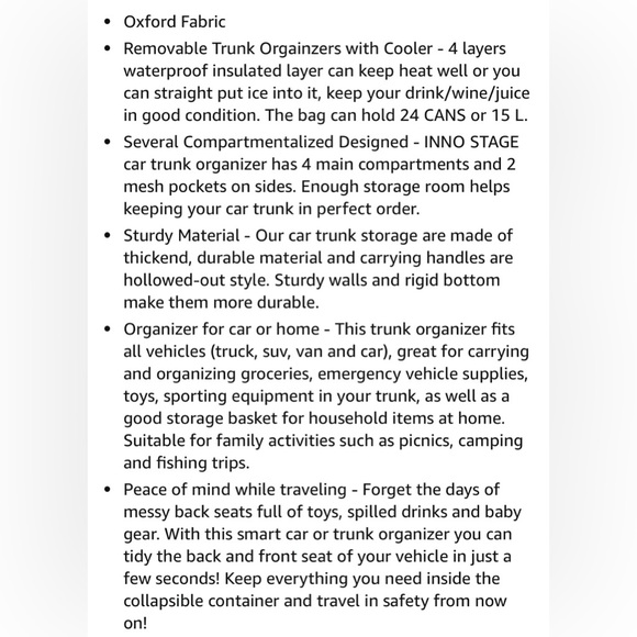 InnoStage - Trunk Organizer with Removable Cooler Bag in Chevron Print - Picture 7 of 15